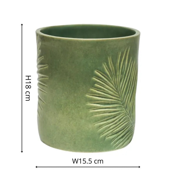 Kew Stoneware Green Sago Palm Planter - House of Kojo