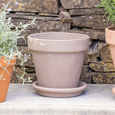 Vulcano Earthen Terracotta Pot 13cm / Pot and Saucer Set